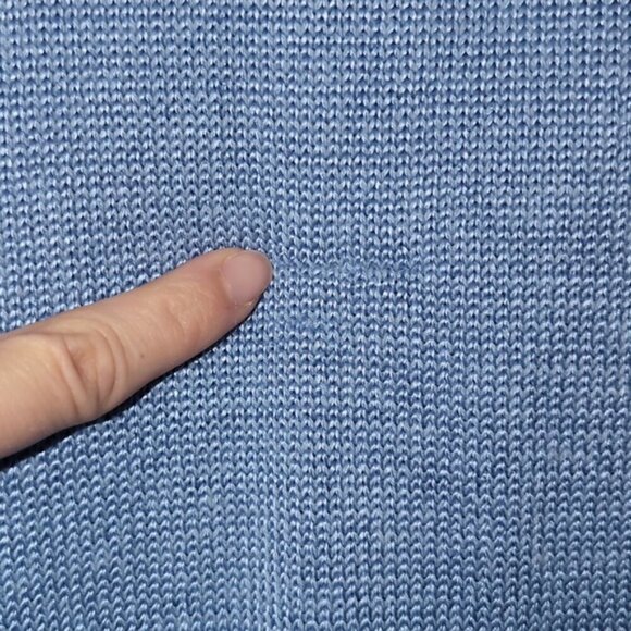 Vintage 80s Jewel Neck Sweater Knit Pullover Soft Blue Embellished Tunic - Picture 11 of 16